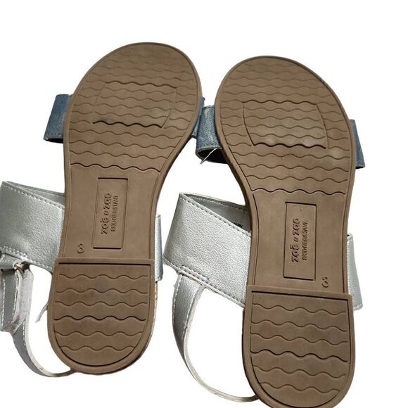 Zoe & Zac Girls Blue and Silver Strap Sandals - Size 3 - Picture 7 of 7